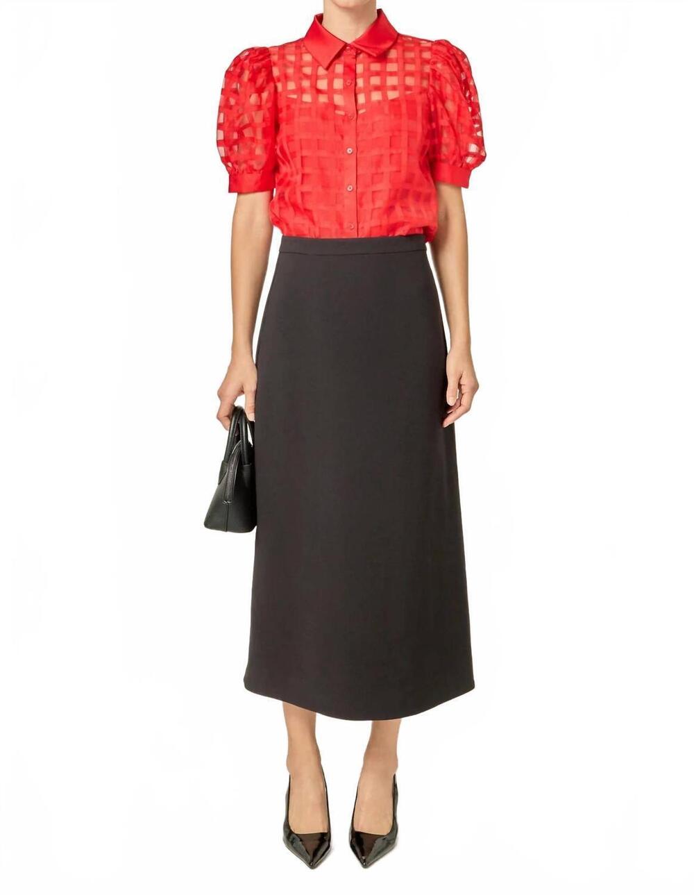 NEW ENGLISH FACTORY organza grid top in red